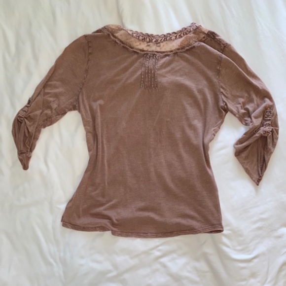 Vintage America Mauve Boho Top Size L - Picture 2 of 5
